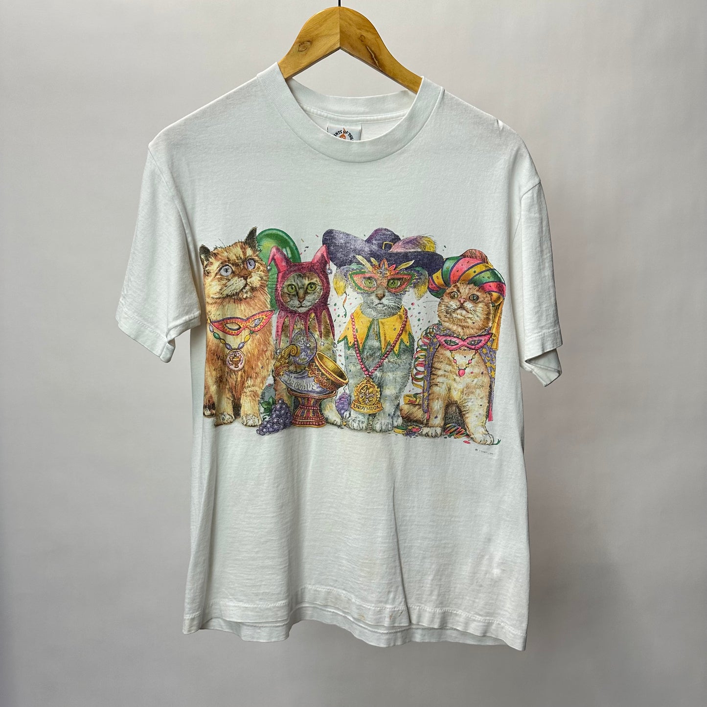 Vintage Mardi Gras Cats T Shirt - Medium