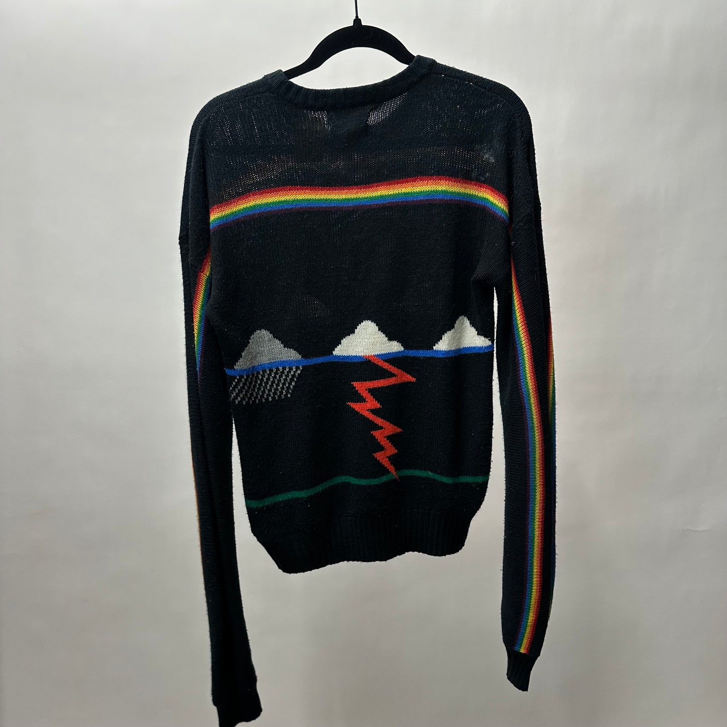 Vintage 70s Faded Glory Rainbow Storm Sweater - Medium