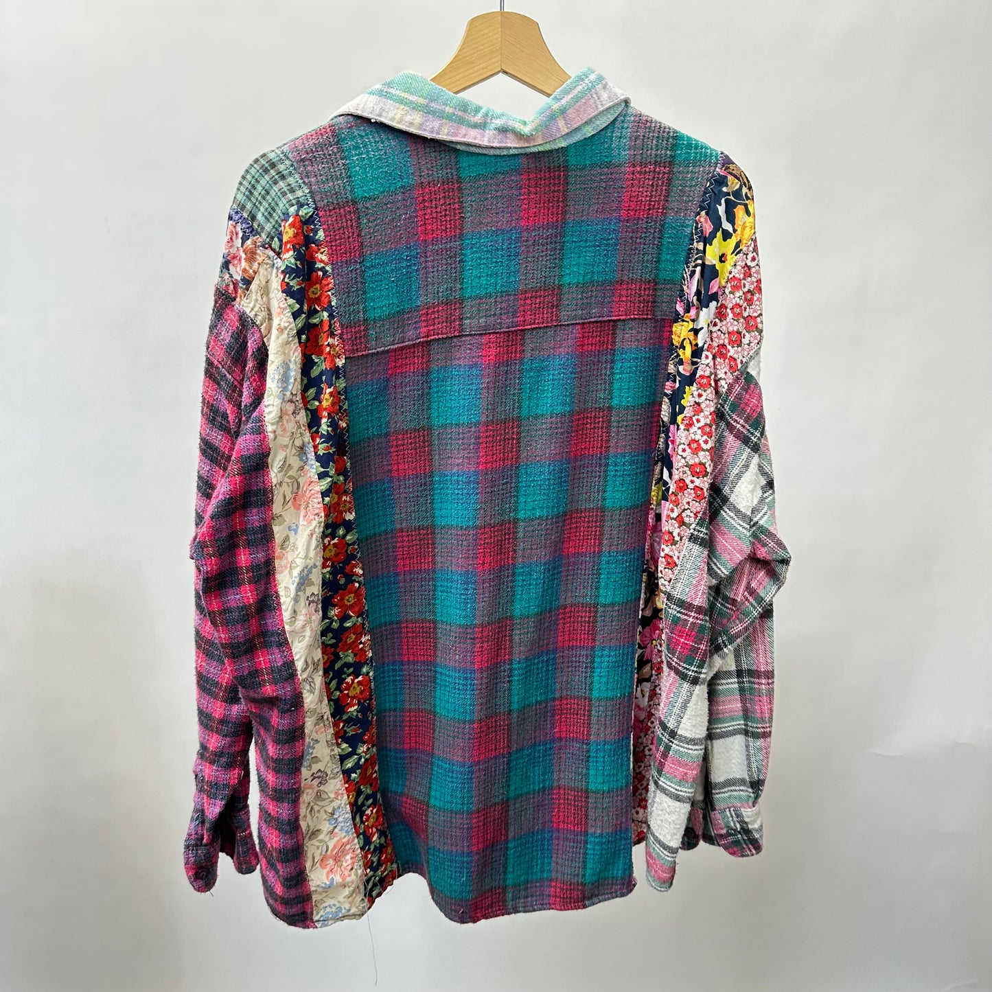 Vintage 80s/90s Patchwork Flannel Shirt - Large