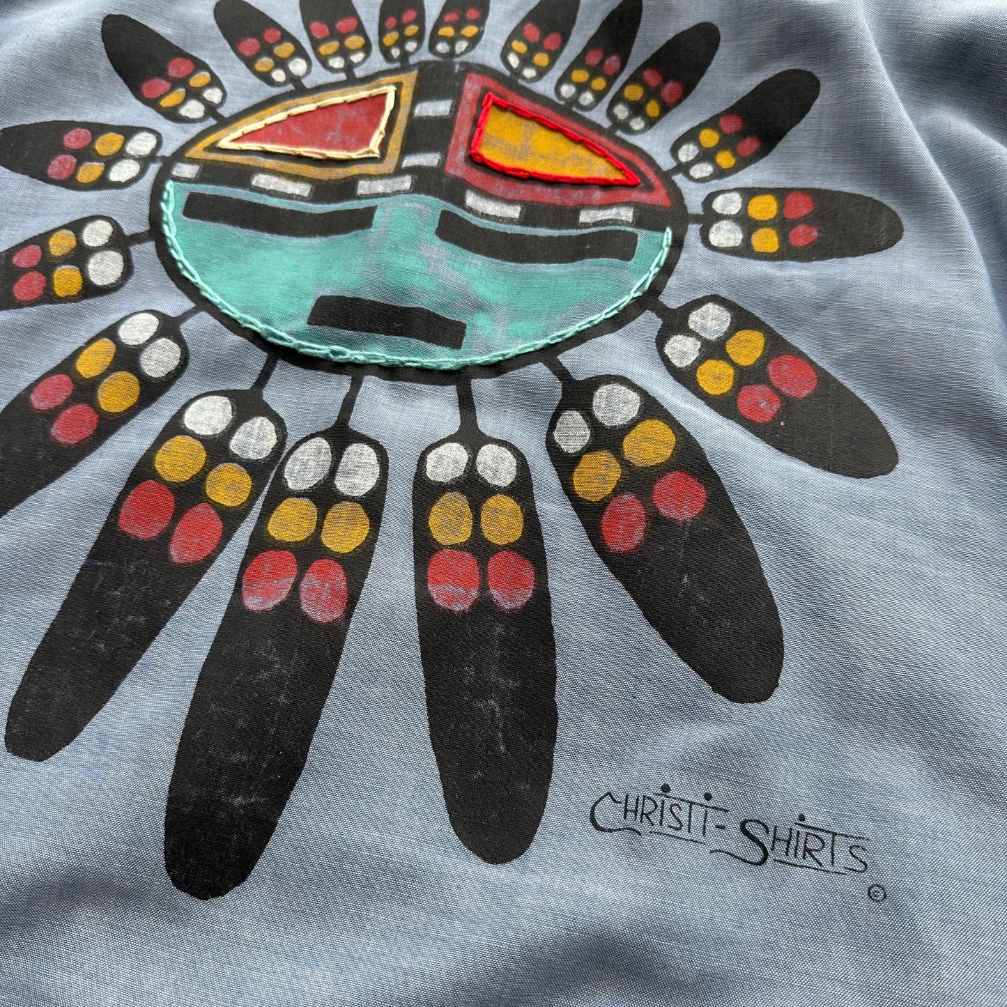 Vintage 1970s Christi Shirts Native The Sun Face Wrangler Shirt - Medium