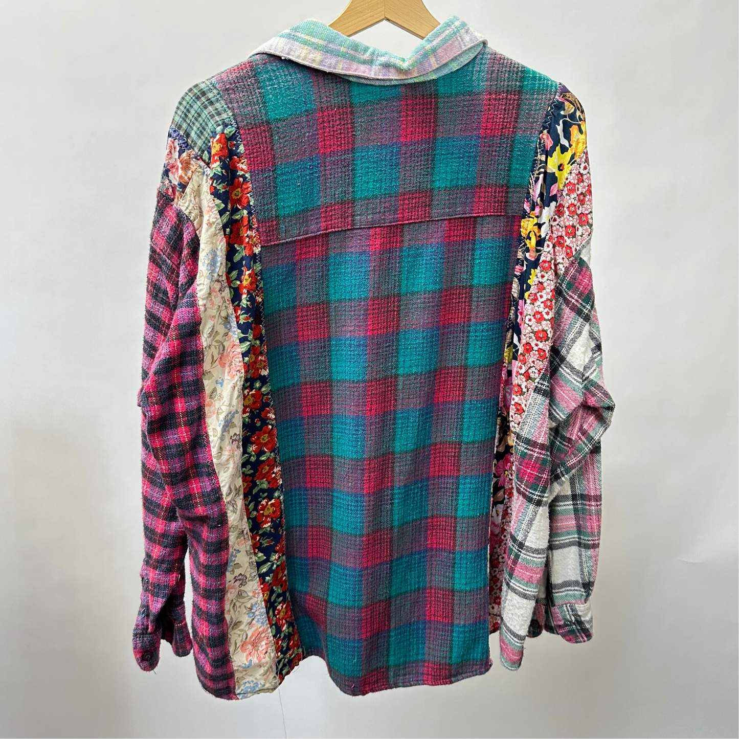 Vintage 80s/90s Patchwork Flannel Shirt - Large