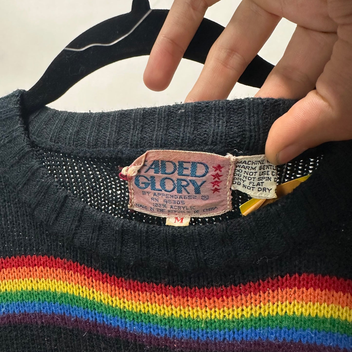 Vintage 70s Faded Glory Rainbow Storm Sweater - Medium