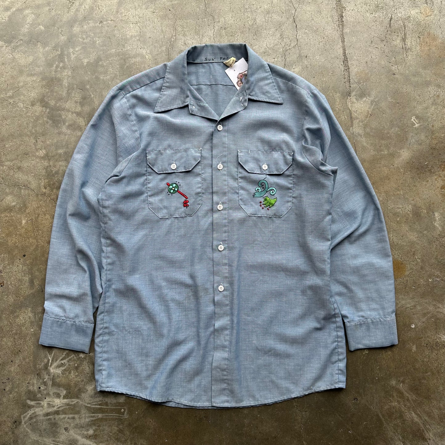 Vintage 1970s Christi Shirts Native The Sun Face Wrangler Shirt - Medium