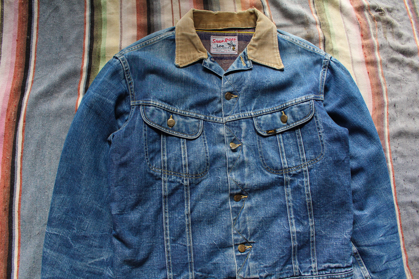 Vintage 60s 1960s Lee Storm Rider Denim Jacket Western Corduroy 42 Long