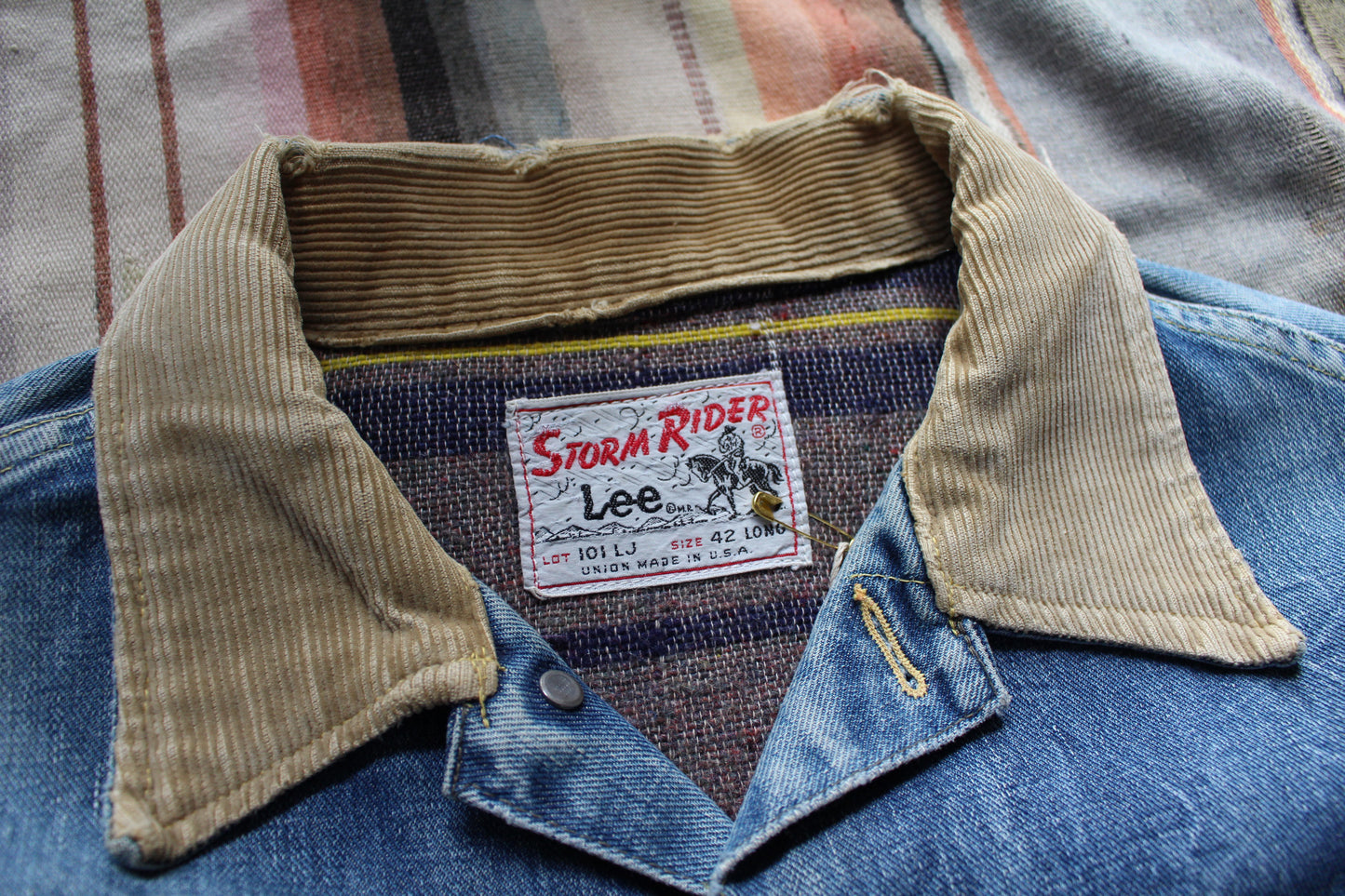 Vintage 60s 1960s Lee Storm Rider Denim Jacket Western Corduroy 42 Long