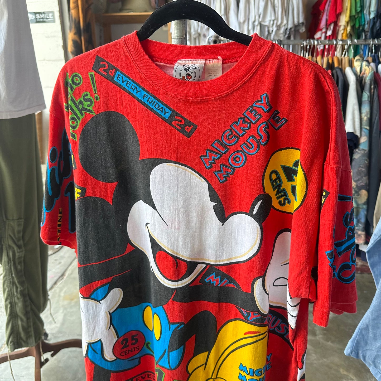 Vintage 90s AOP Disney Mickey T Shirt - XL