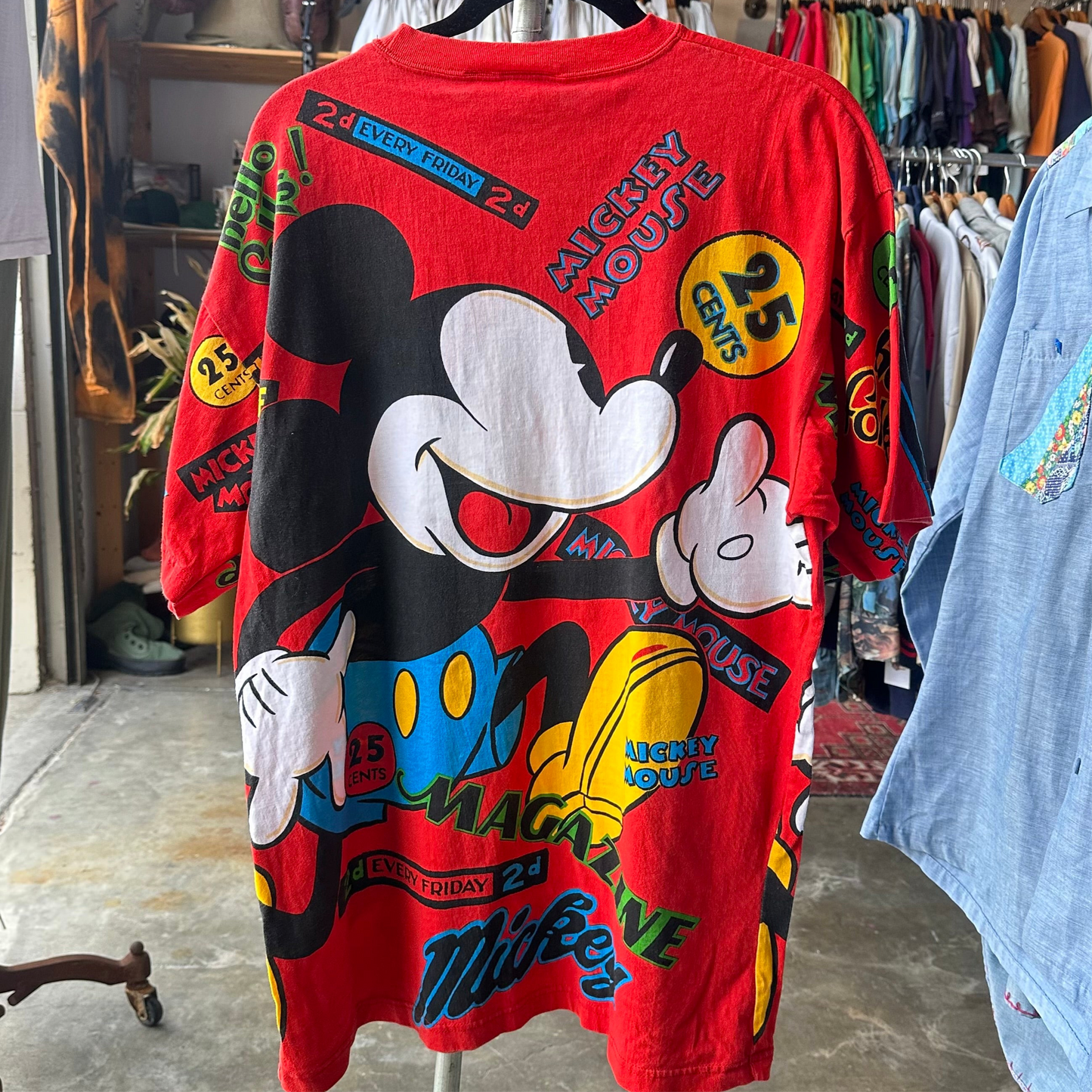 Vintage 90s AOP Disney Mickey T Shirt - XL