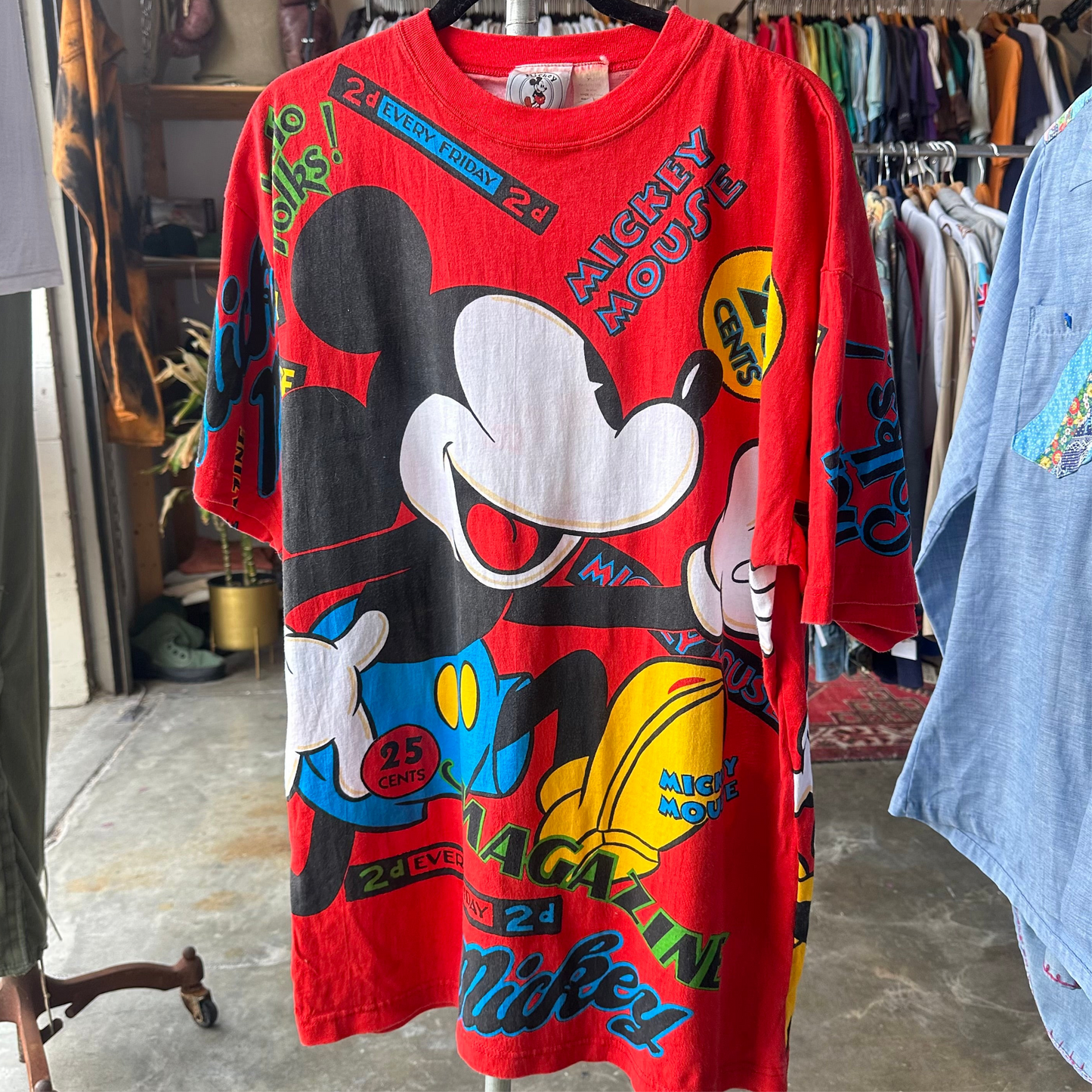 Vintage 90s AOP Disney Mickey T Shirt - XL