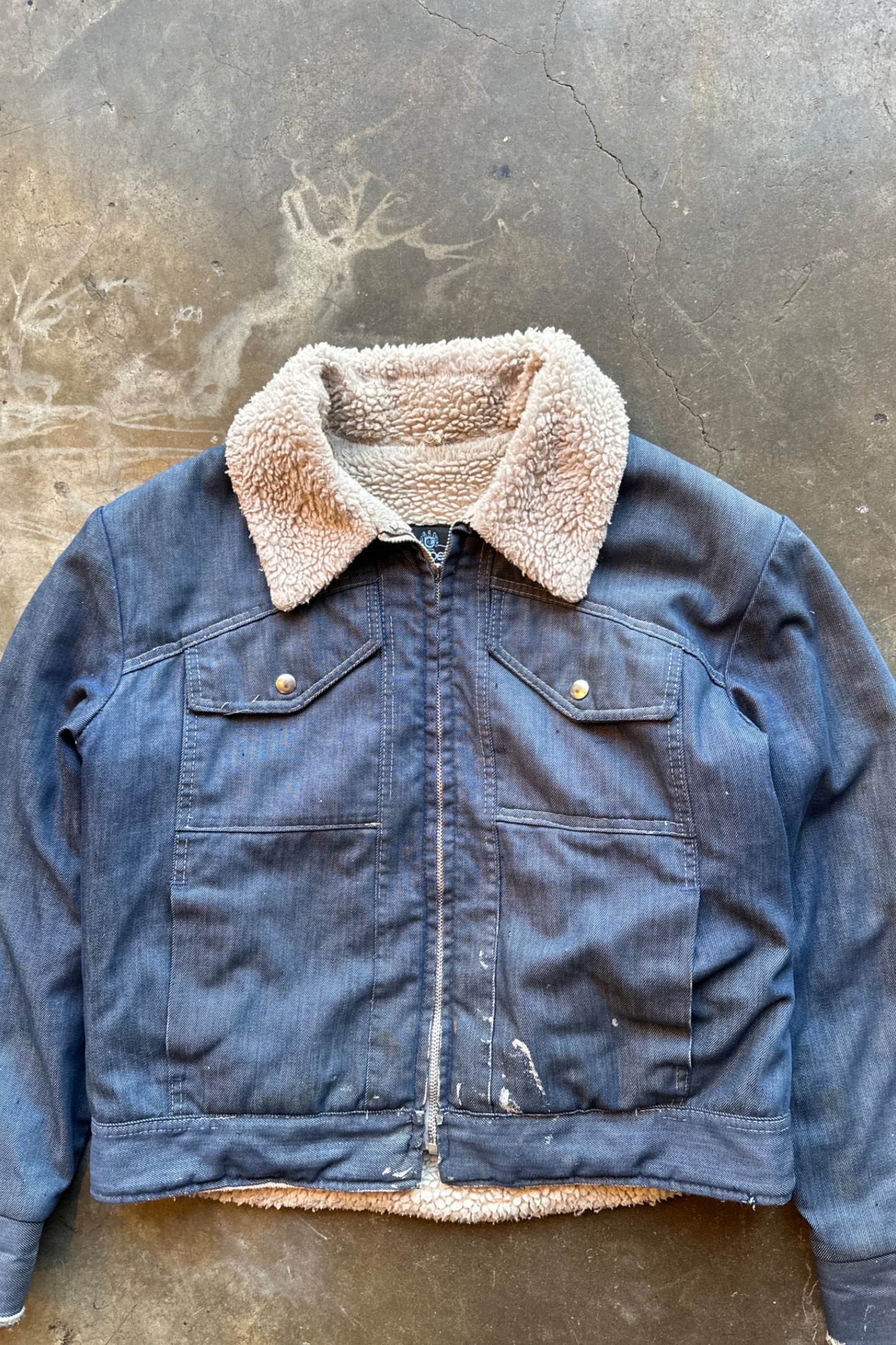 1970s Denim Sherpa Lined Jacket - Large/44