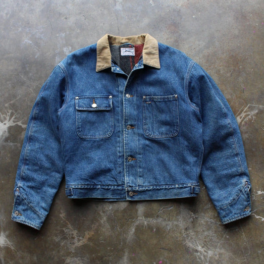90s Polo Ralph Lauren Cord Collar Denim Jacket - Large