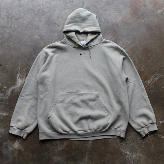90s Nike Center Swoosh Hoodie Faded Sage - XL