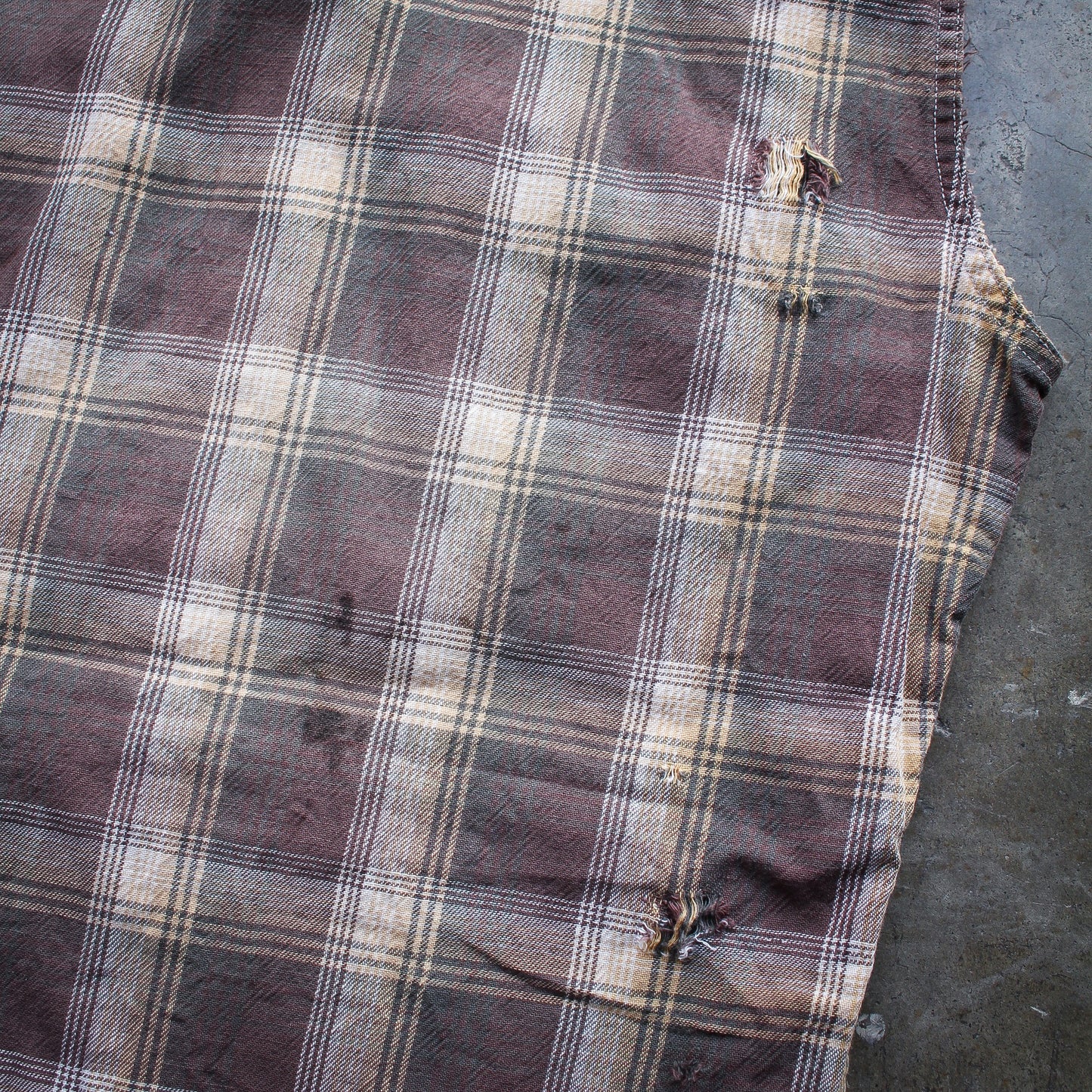 50s Penney's Foremost Plaid Flannel Cutoff Shirt - Small