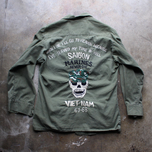 Vintage Vietnam Souvenir Jacket Military 60s 70s Combat Tropical Coat Small