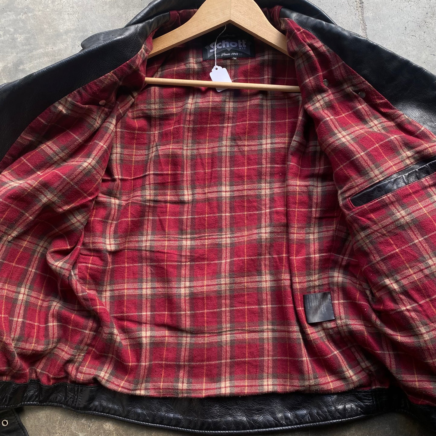 Schott Flannel Lined Motorcycle Jacket - Size 40