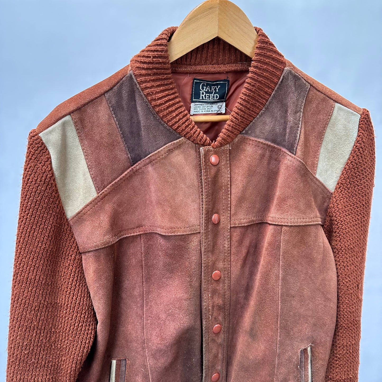 Vintage 60s Suede Leather Knit Jacket - Large