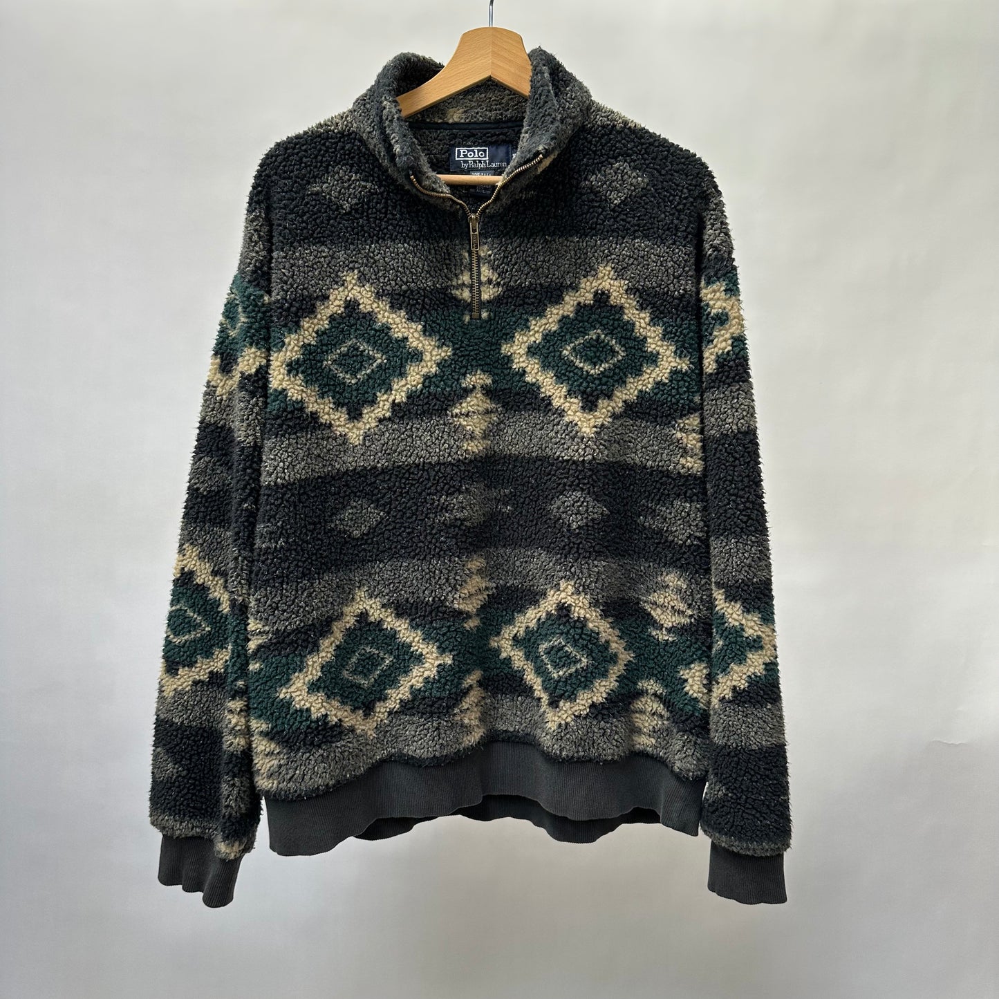 Vintage 90s Polo Ralph Lauren Aztec Fleece Jacket - XL