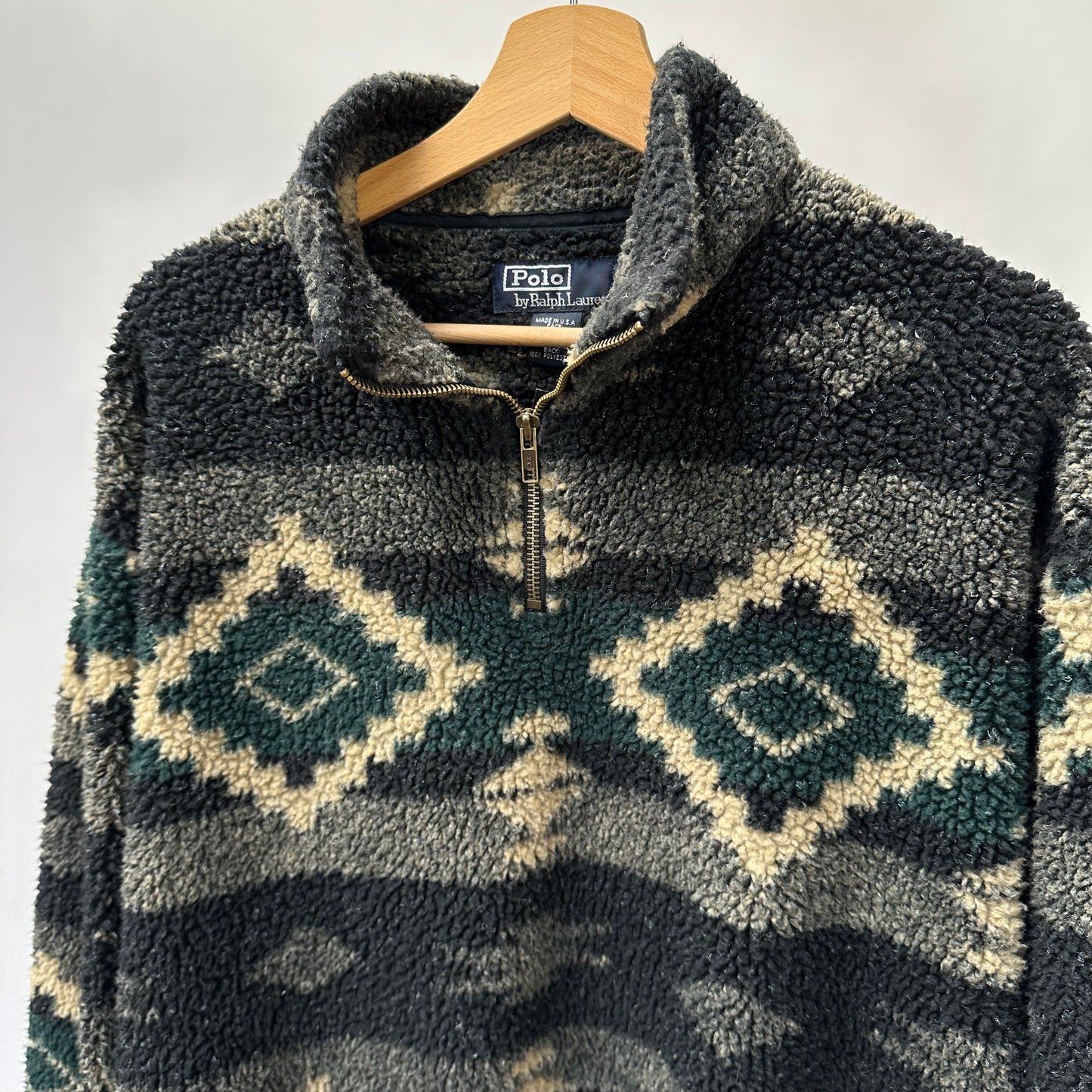Vintage 90s Polo Ralph Lauren Aztec Fleece Jacket - XL