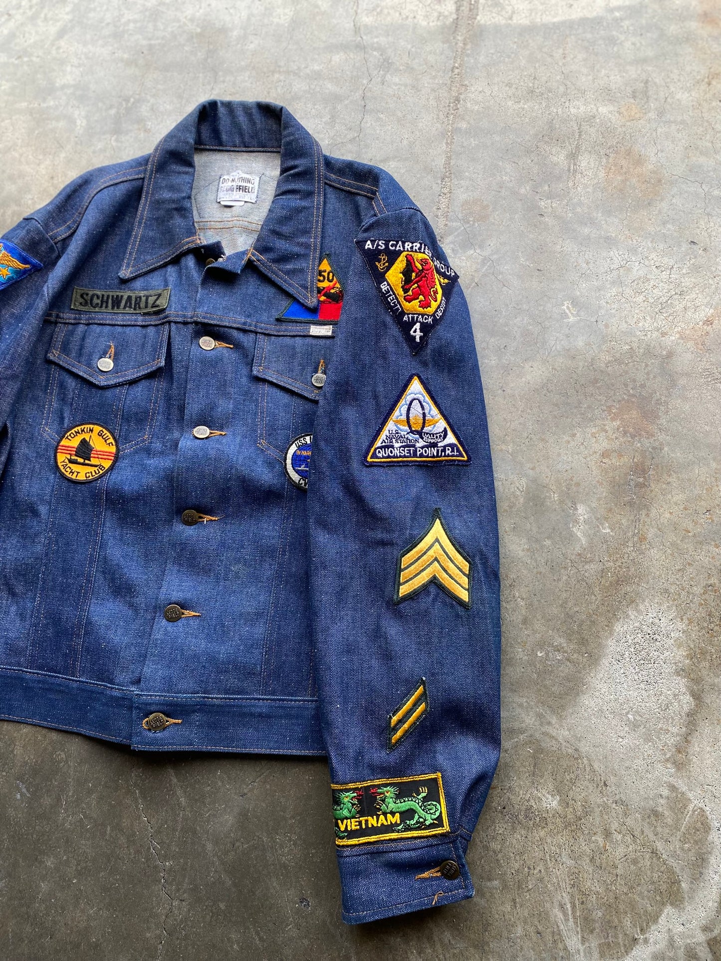 Vintage 60s Vietnam War Era Souvenir Denim Jacket - XL