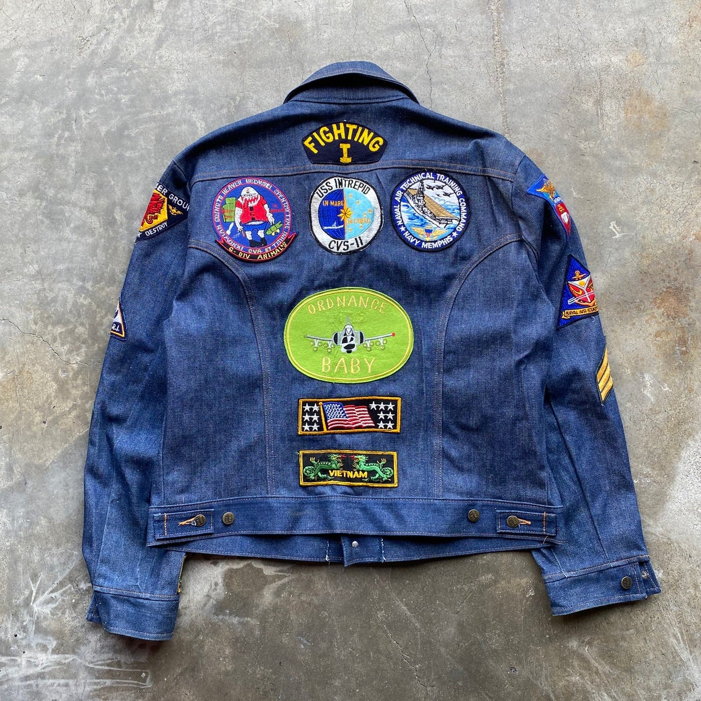 Vintage 60s Vietnam War Era Souvenir Denim Jacket - XL