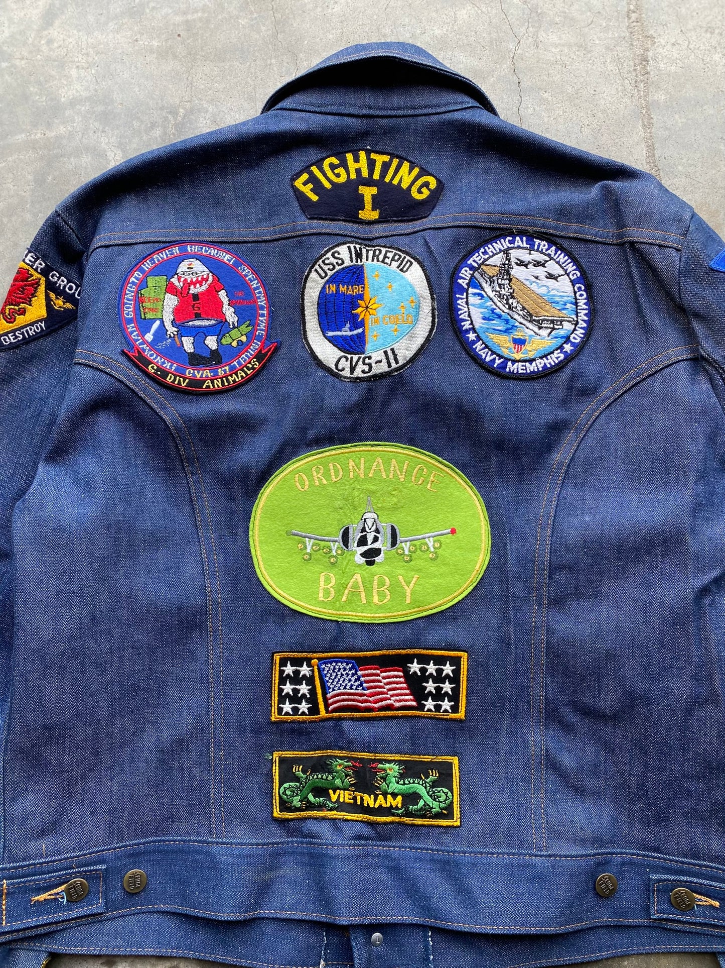Vintage 60s Vietnam War Era Souvenir Denim Jacket - XL