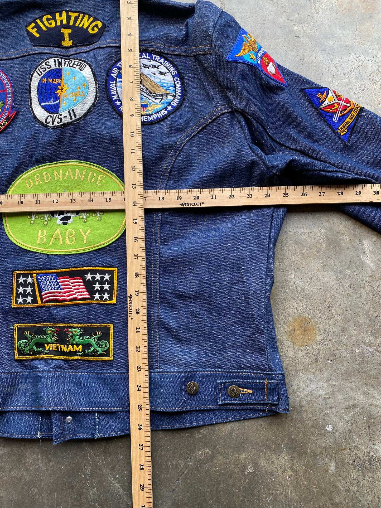 Vintage 60s Vietnam War Era Souvenir Denim Jacket - XL