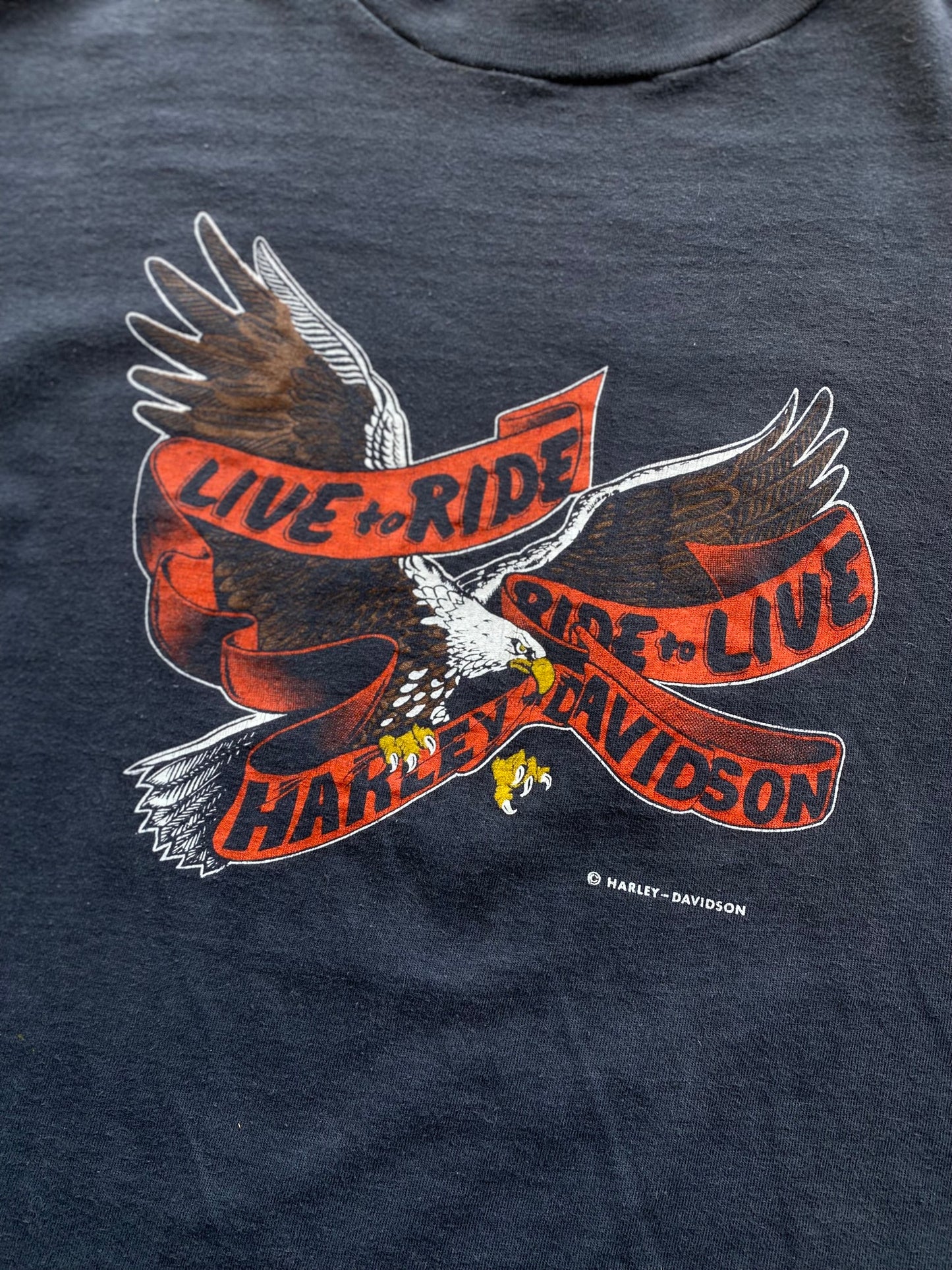 Vintage 1982 Archival Live to Ride Harley-Davidson T Shirt - M/L