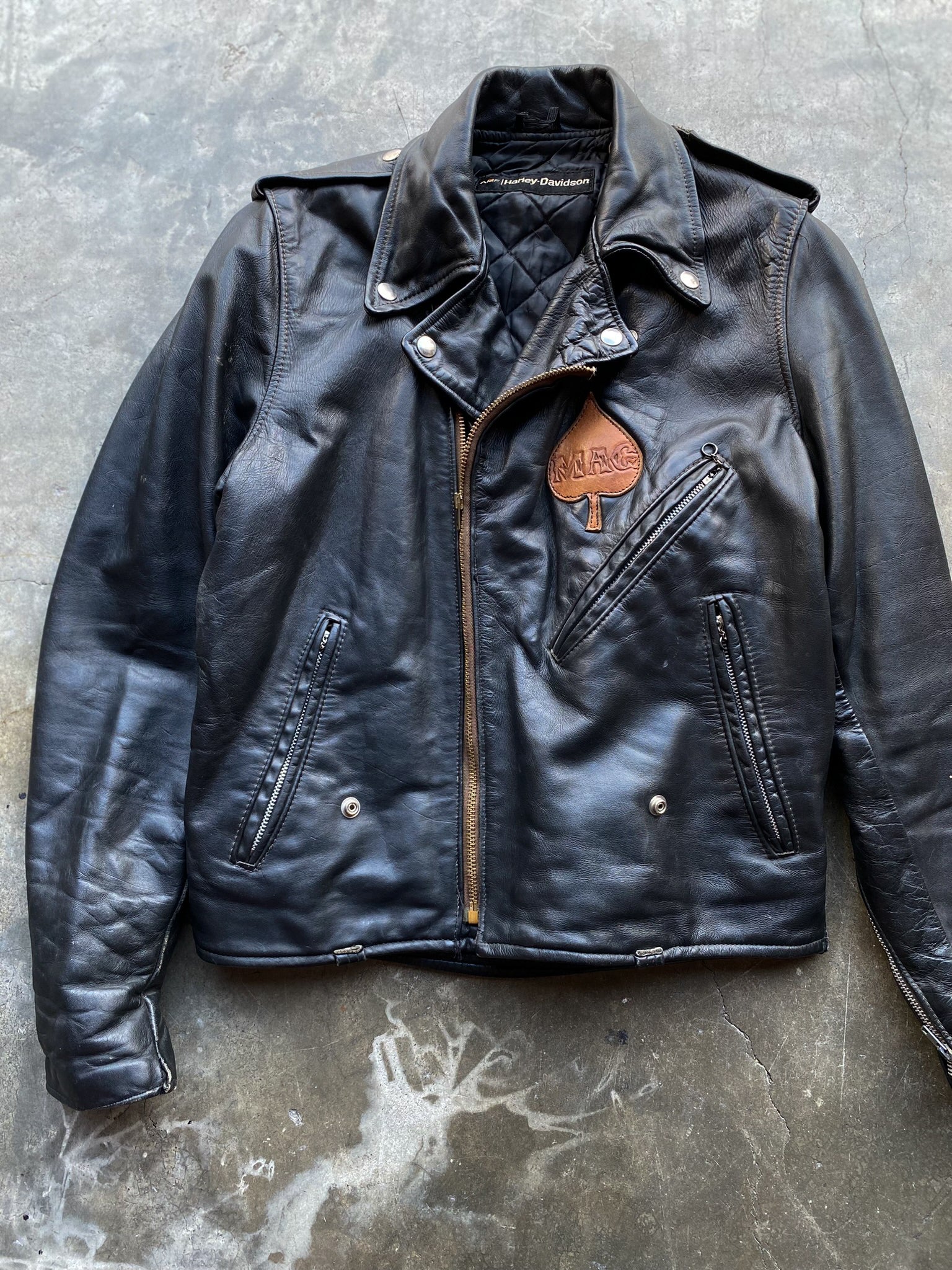 Vintage 1970s Harley-Davidson Leather Motorcycle Jacket - Size 38